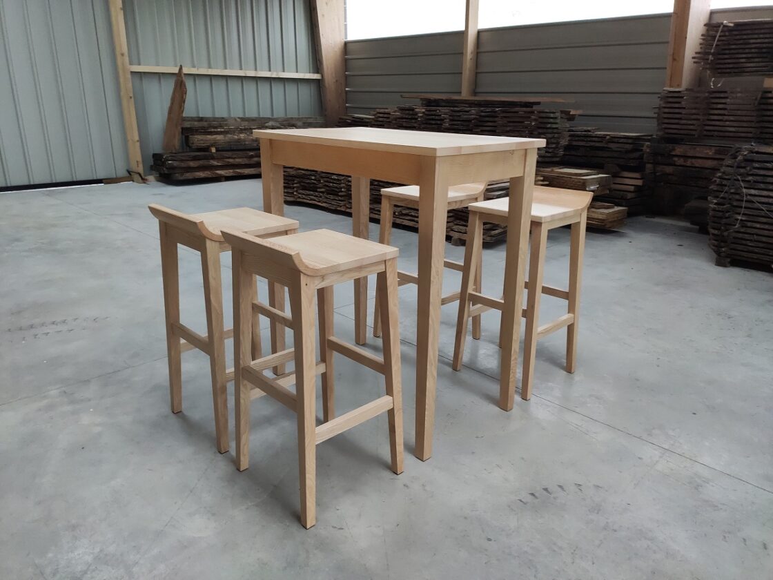 Ensemble de tabourets hauts et table mange debout tabouret de bar bois massif frene